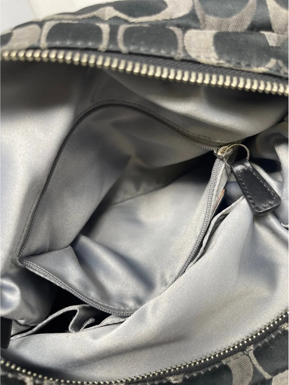 Coach Black Signature C Jacquard Shoulder Bag Purse Tote Silver Hardware Canvas